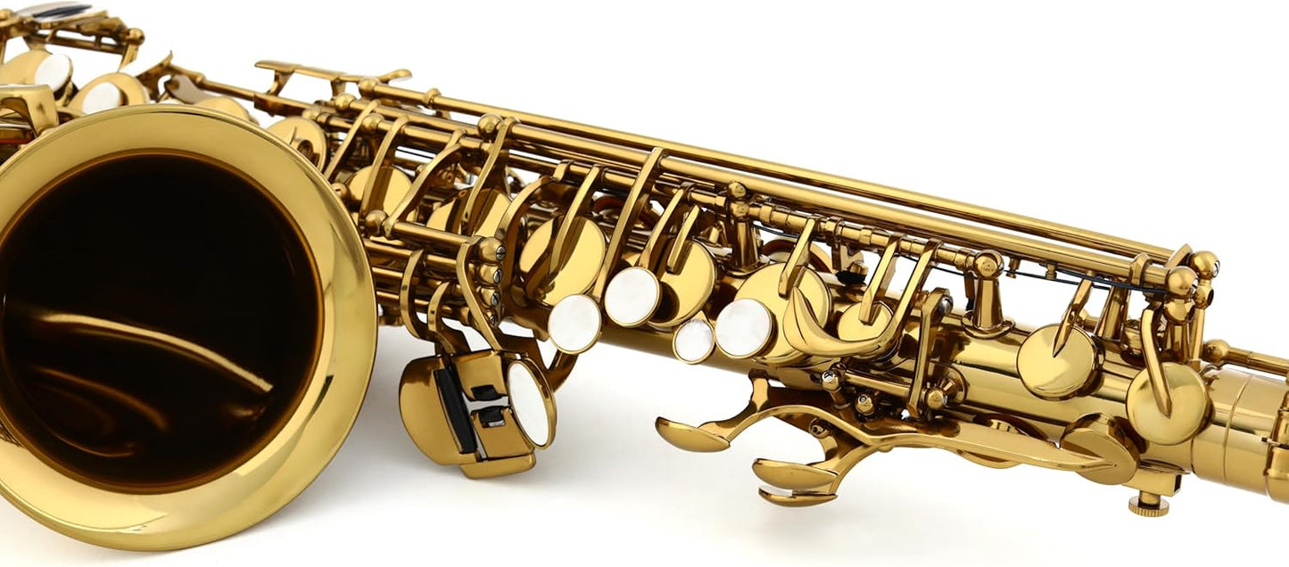 BetterSax Classic Alto Saxophone - Professional-Grade Instrument with Dark Gold Lacquer Finish - Complete Kit for Beginners and Pros - Includes Mouthpiece, Neckstrap, and Durable Case — view 8
