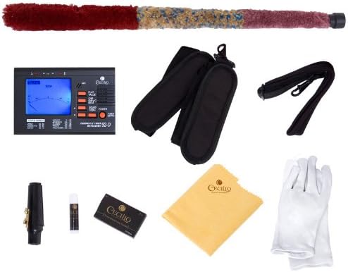 Mendini By Cecilio Tenor Saxophone - B Flat Saxophone for Beginner Musicians with Hard Case, Tuner, Mouthpiece, 10 Reeds, Polishing Cloth, Cleaning Rod, Gloves, Strap (Silver Nickel) — view 7