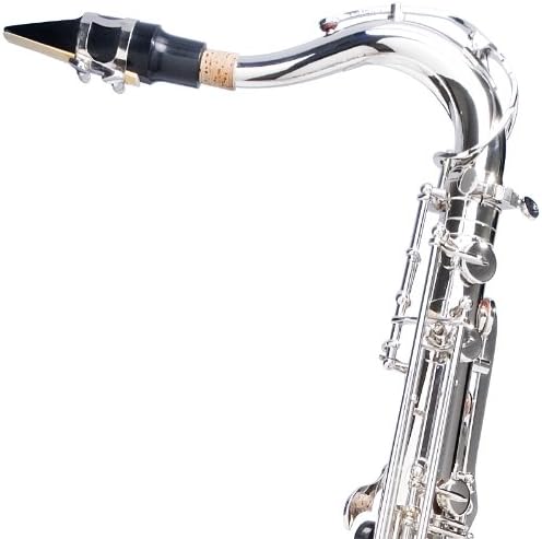 Mendini By Cecilio Tenor Saxophone - B Flat Saxophone for Beginner Musicians with Hard Case, Tuner, Mouthpiece, 10 Reeds, Polishing Cloth, Cleaning Rod, Gloves, Strap (Silver Nickel) — view 3