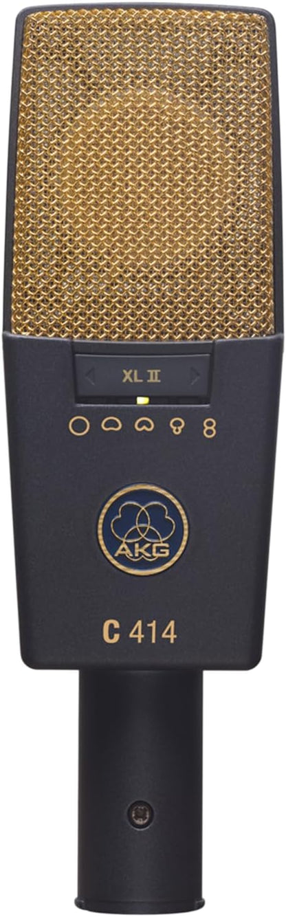 AKG Pro Audio C414 XLII Stereoset Large-Diaphragm, Vocal, Instrument Condenser Microphone, Multipattern, Live Sound or Studio, with Accessories, and Hard Case, Matched Pair. Black and Gold — view 2