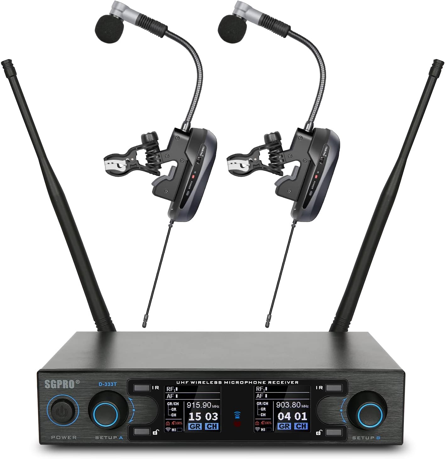 Saxophone Microphone Wireless Condenser Gooseneck Live and Recording System Clip-on Sax Mic for Brass Instruments (D-333T