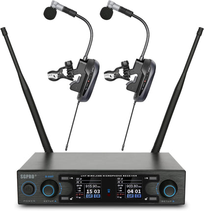 Saxophone Microphone Wireless Condenser Gooseneck Live and Recording System Clip-on Sax Mic for Brass Instruments (D-333T