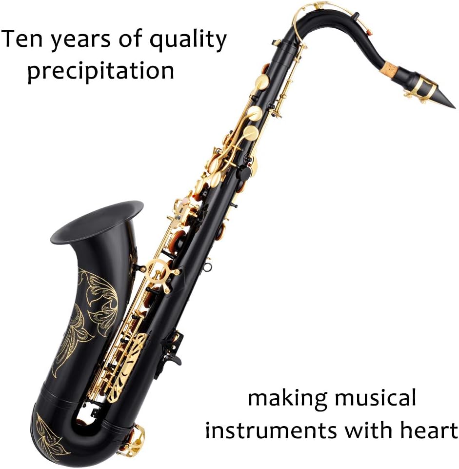 Tenor Saxophone Black/Golden B Flat Tenor Sax Professional Tenor Saxophone for Beginners Students and Musicians with Carrying Case,Mouthpiece,Reeds,Cushion Pads,Cleaning Kit,Neck Strap — view 6