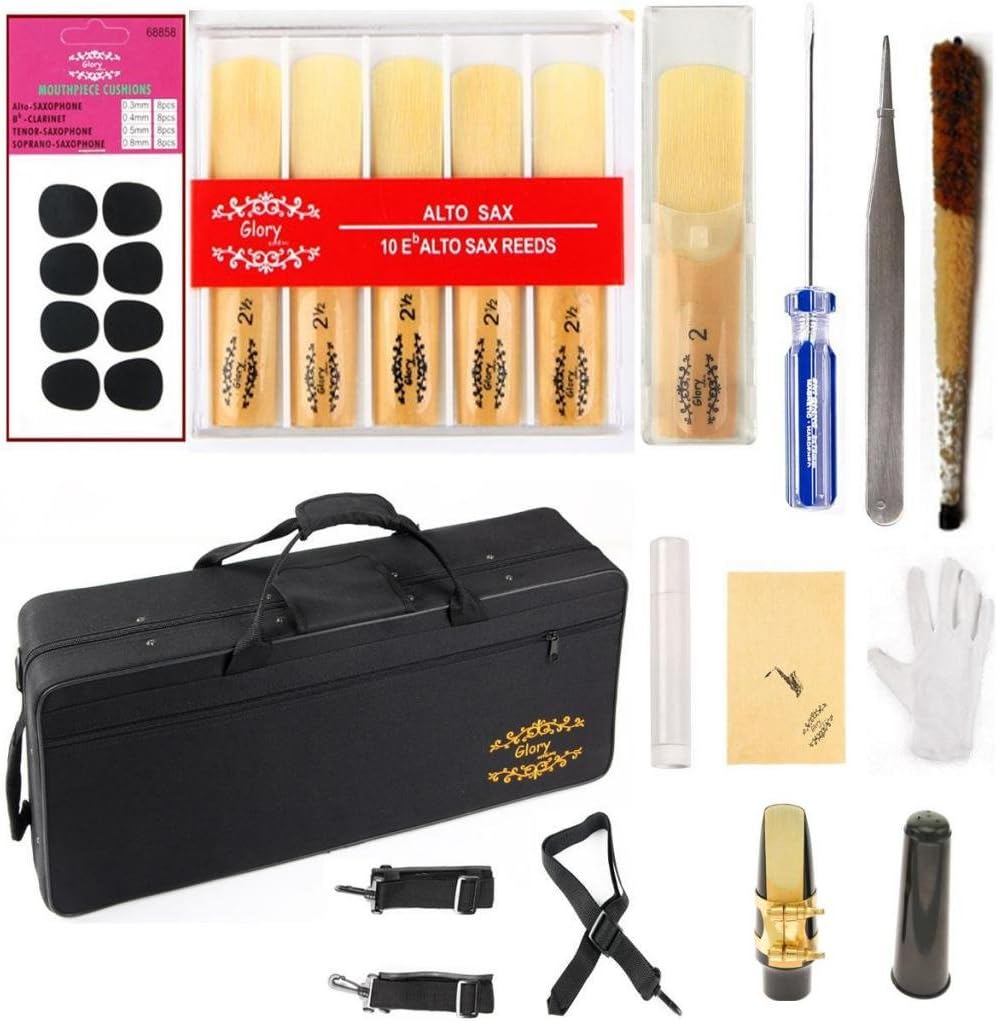 Gold Laquer E Flat Alto Saxophone with 11reeds,8 Pads cushions,case,carekit — view 2