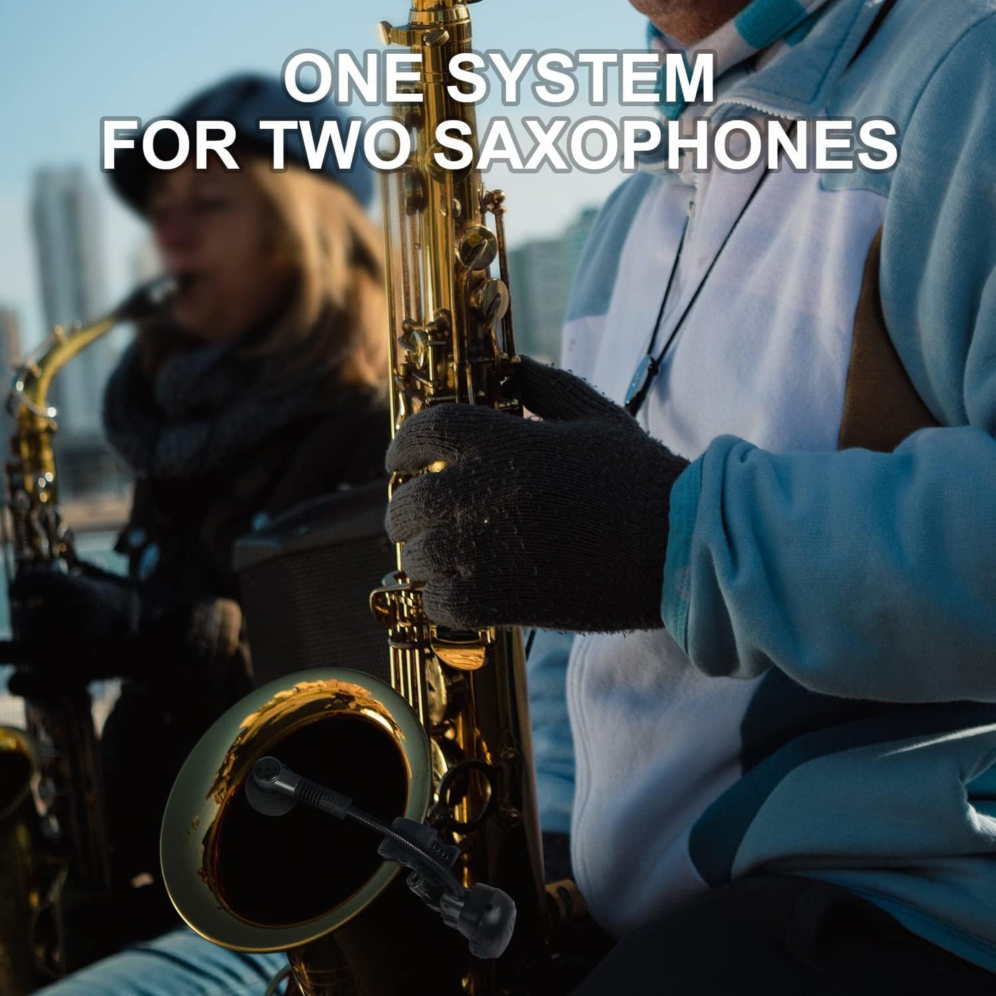 Saxophone Microphone Wireless Condenser Gooseneck Live and Recording System Clip-on Sax Mic for Brass Instruments (D-333T — view 2