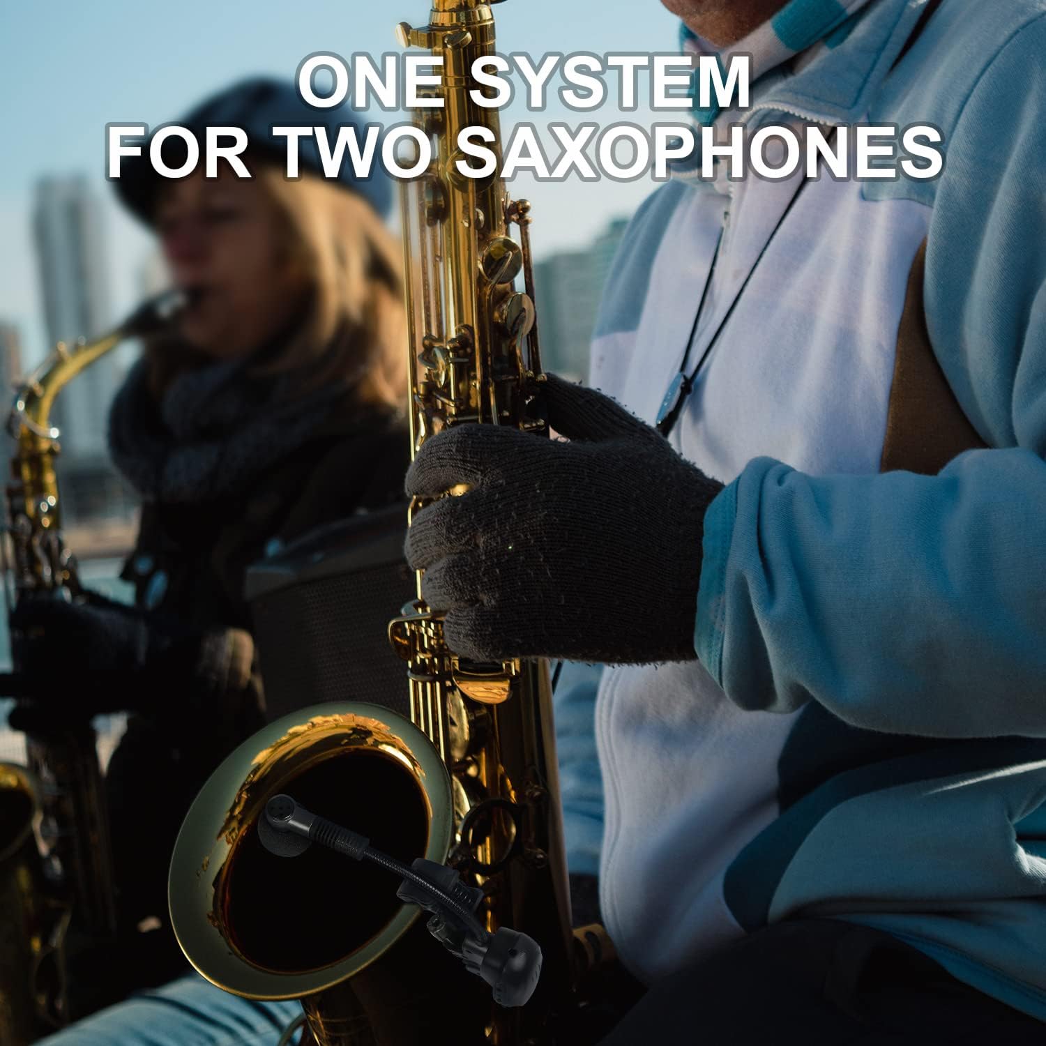 Saxophone Microphone Wireless Condenser Gooseneck Live and Recording System Clip-on Sax Mic for Brass Instruments (D-333T — view 2