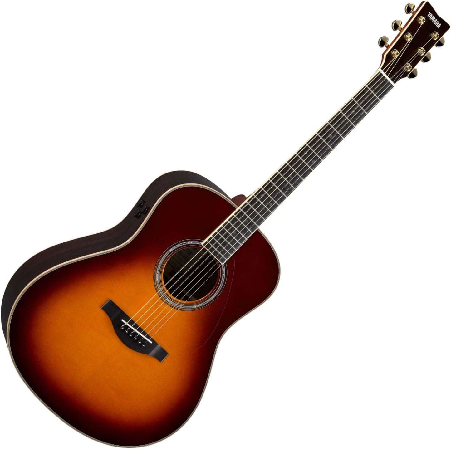 Yamaha L-Series Transacoustic Guitar with Hard Gig Bag- Dreadnought, Brown Sunburst — view 3