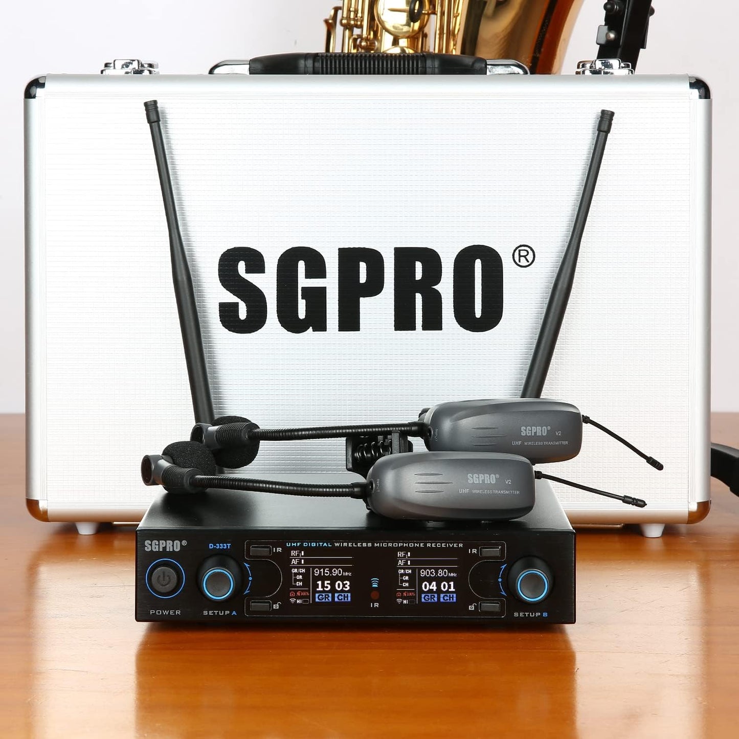 Saxophone Microphone Wireless Condenser Gooseneck Live and Recording System Clip-on Sax Mic for Brass Instruments (D-333T — view 4