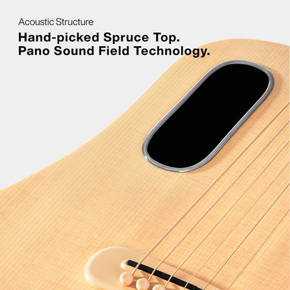 LAVA ME 4 Solid Spruce Top Series,HILAVA 2.0 Smart Acoustics Electric Guitars,right handed,with 3.5 inch TouchScreen,FreeBoost 2.0, Ideal Bag, Woodgrain Brown/Burlywood,36 inch — view 5