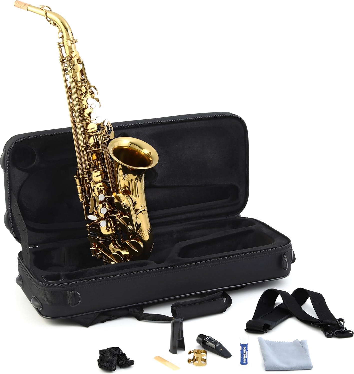 BetterSax Classic Alto Saxophone - Professional-Grade Instrument with Dark Gold Lacquer Finish - Complete Kit for Beginners and Pros - Includes Mouthpiece, Neckstrap, and Durable Case — view 2