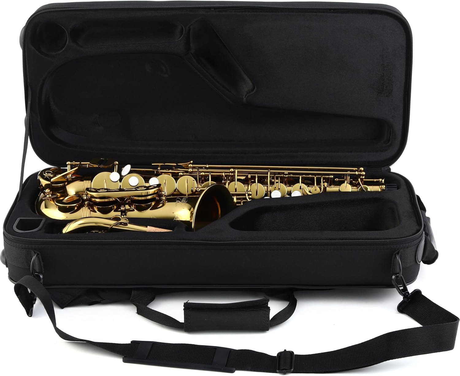 BetterSax Classic Alto Saxophone - Professional-Grade Instrument with Dark Gold Lacquer Finish - Complete Kit for Beginners and Pros - Includes Mouthpiece, Neckstrap, and Durable Case — view 3