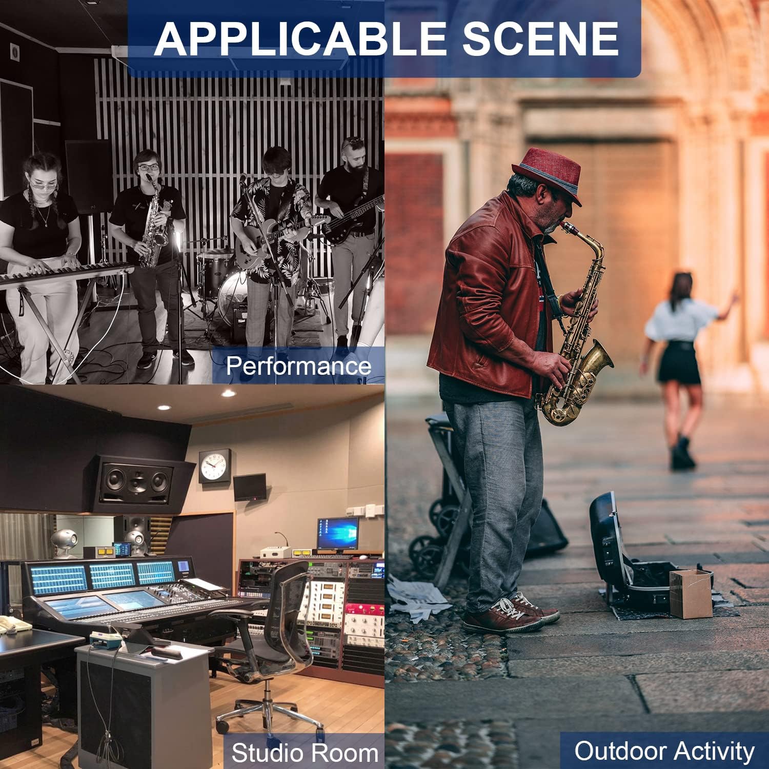 Saxophone Microphone Wireless Condenser Gooseneck Live and Recording System Clip-on Sax Mic for Brass Instruments (D-333T — view 9