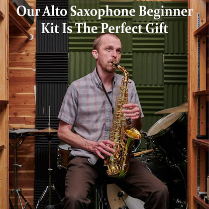 Mendini By Cecilio Alto Saxophone for Beginners with Tuner, Mouthpiece, Case, 10 Reeds, Grease, Cleaning Cloth & Rod, Gloves, Strap, Book (Black Silver) — view 10